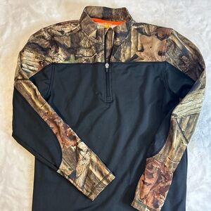 Men’s Camo quarter zip performance pullover hunting foshing long sleeve black S